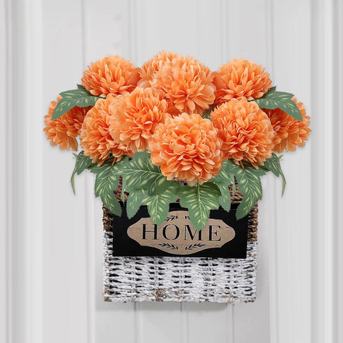 10 Flores Artificiales De Crisantemos De Otoño Para Decoraci