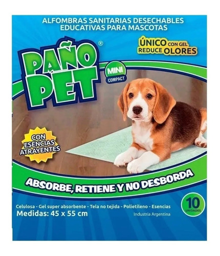 Paño Entrenamiento Perro Paño Pet ® 45x55 Mini Compact X10