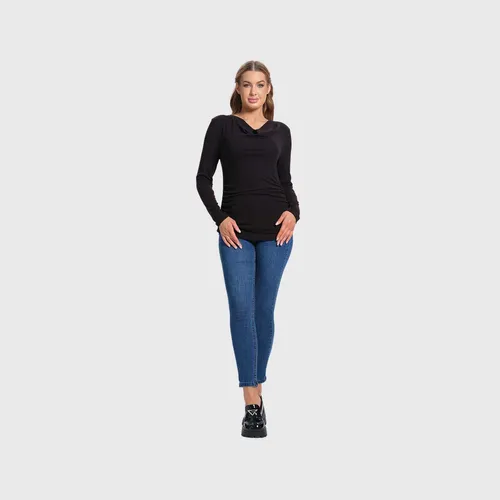 Polera Mujer Drapeado Lisa Negro I Fashion's Park