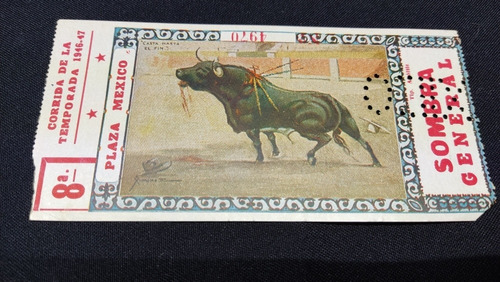 Boleto De Toros Corrida 8a Temporada 1946-47 Envío Gratis (Usado)