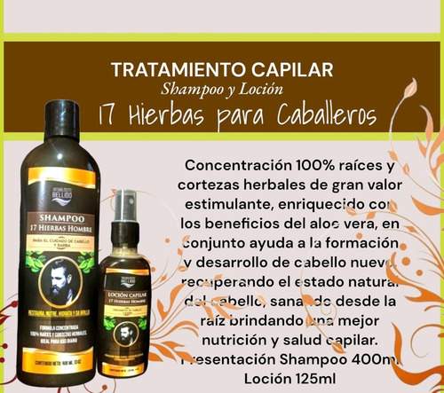 Tratamiento Capilar Shampoo Y Loción 17 Hierbas Caballeros