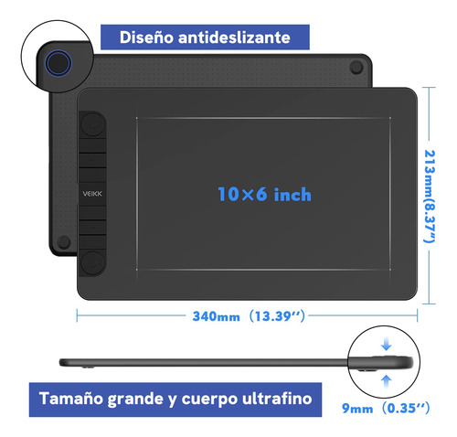 Veikk Tableta De Dibujo Gráfica Vk1060pro, 10x6 Pulgadas