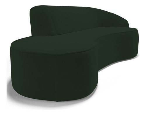 Sofá Living 3 Lugares 210cm Braço Dir Mozart Veludo Verde