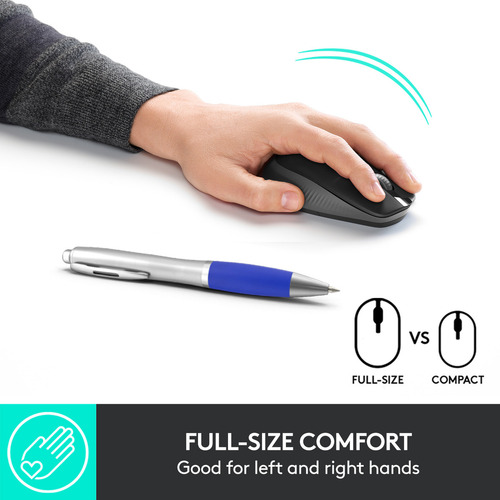 Mouse Sem Fio Logitech M190 Com Pilha Inclusa - Cinza Cinza