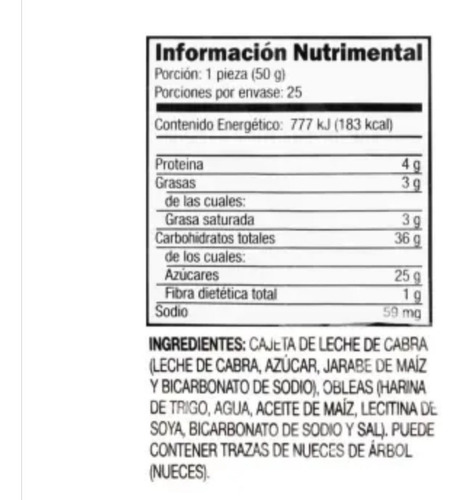 Obleas Las Sevillanas C/cajeta De Leche De Cabra 25 Pzas