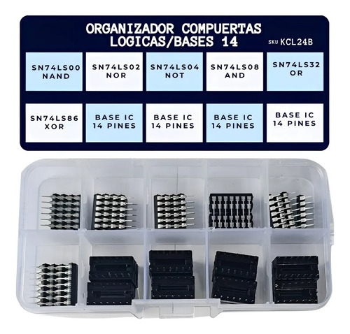 Kit De 24 Compuertas Lógicas Variadas + Bases De 14 Pines Hamagades