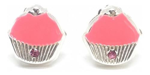 Aro Cupcake Esmaltado Rosa Piedra Plata 925