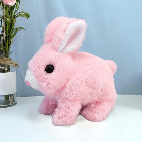 Estatueta Elétrica De Brinquedo De Pelúcia Pulando Rosa