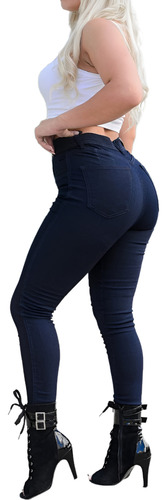 Jean Mujer Elastizado Denim Liso Chupin Calce Perfecto Liso