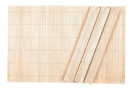 Jogo Americano Cozinha Em Bambu Cru 4 Peças 30 X 45 Rústico
