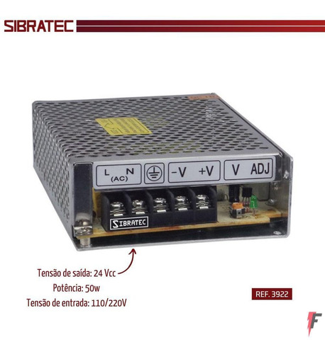 Imagem 3 de 4 de Fonte Chaveada E110 220v S24vcc 50w 21a Sibratec 3922