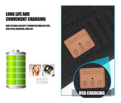 Chapéu De Inverno Com Bluetooth 5.0, Gorro De Malha Quente,