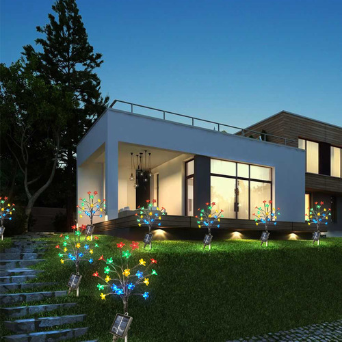 Lámpara Solar Para Jardín Con Ramas Artificiales De Cerezo E