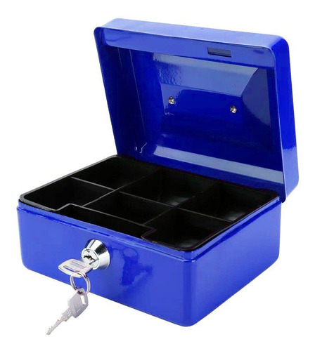 Caja Metálica De Seguridad Con Llave Y Bandeja 15x12x8cm 