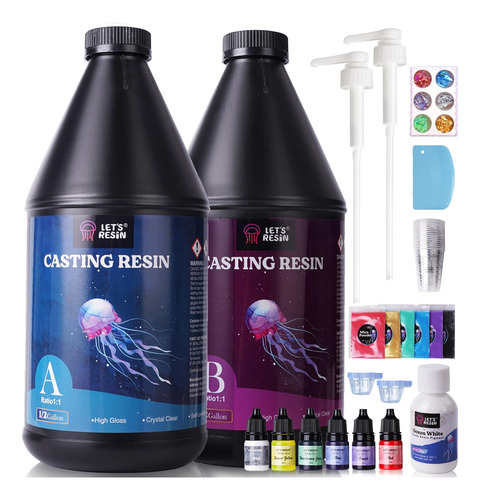 Let's Resin Resina Epoxi De Fundicion De 1 Galon Con Bombas,