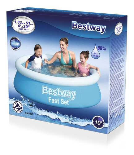 Imagen 3 de 3 de Alberca inflable redonda Bestway Fast Set 57392 de 1.83m x 51cm 940L azul caja