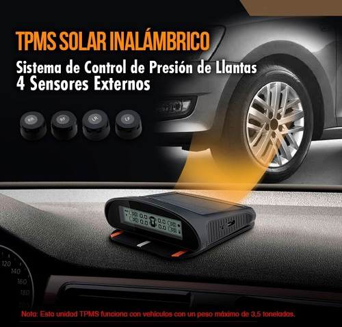 Imagen 2 de 9 de Tpms Monitoreo Sensor Presion Llantas Con Monitor Universal