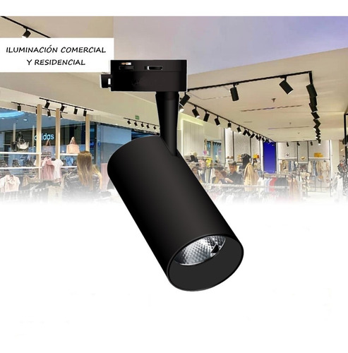 Riel Soporte 2 Metros Spot Led X 4 Decoración Luz Calida