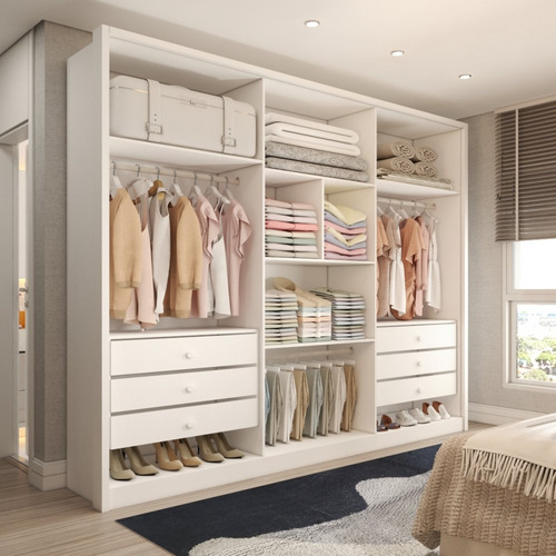 Guarda-roupa Casal Vinci 6 Portas 6 Gavetas Neve - Panorama Cor Branco