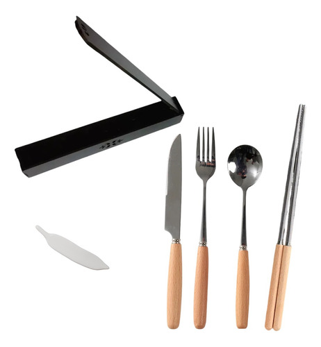 Set Cubiertos Tenedor Cuchara Caja Cuchillo Palillox6pz