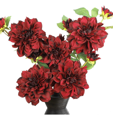 Dalia Artificial 24 Flores De Seda De Tallo Largo Falso, 5 P