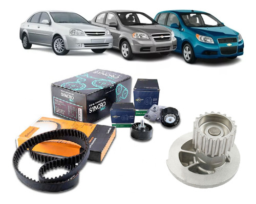 Kit Distribucion Chevrolet Aveo 1.4 Optra 1.6 + Bomba Agua