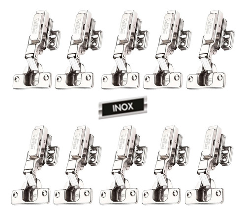 Kit 10 Dobradiça Slow Inox 35mm 95º Reta Renna