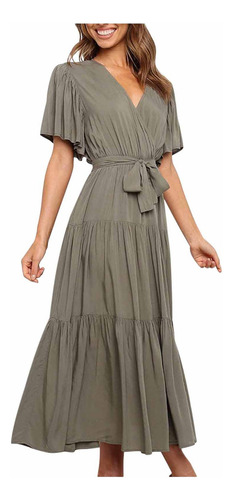 De Las Mujeres Moda Casual, Color Sólido, Cuello En V,
