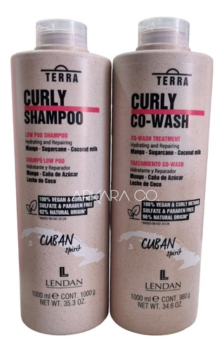 Lendan Curly Shampoo 1lt + Tratamiento Reparador Co-wash 1lt