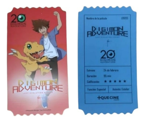 Boleto Conmemorativo, Original De Cine (digimon) 