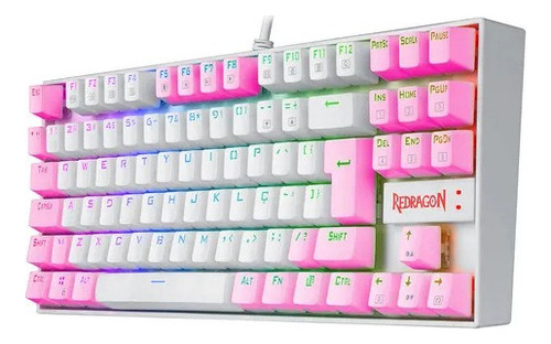 Teclado Kumara Branco E Rosa Rgb Switch Blue K552wp-rgb