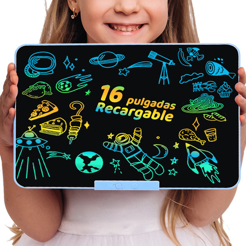 16 Pizarra Mágica Lcd Niño Tablet Dibujo Bolígrafo Magnético Color Azul