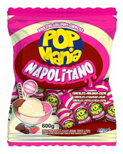 Pirulito Pop Mania Napolitano 600g