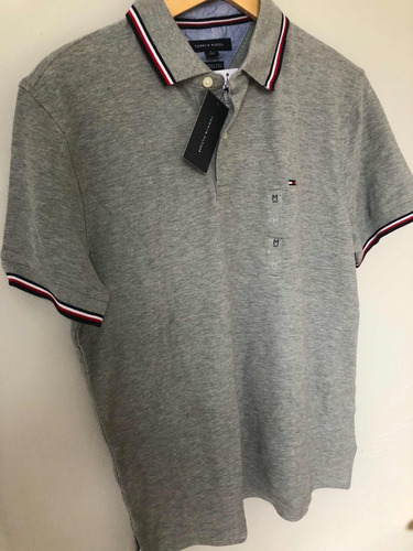 camisa polo tommy cinza