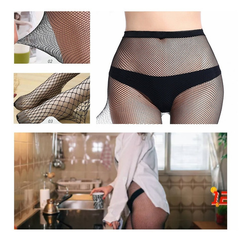 Imagen 3 de 9 de 3 Medias Panty Sexy Piernas Moda Mujer Malla Lenceria