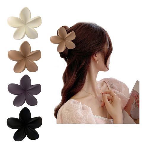 (bk) Preciosos Broches Hair Claw Con Delicadas Flores Mate