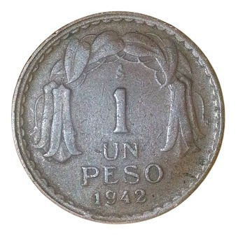 Moneda De 1 Peso Chileno 1942
