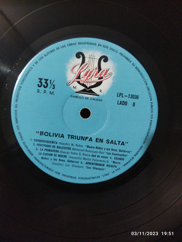 Disco De Vinilo De Artistas Varios Bolivia 