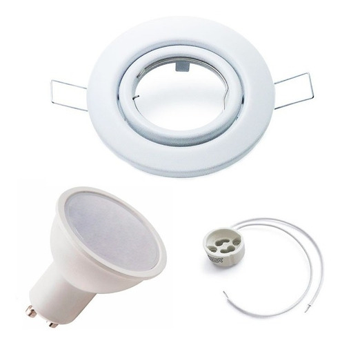 Pack 10 Spot Embutir Redondo Blanco Dicroica Candil Led 7w