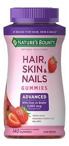 Nature´s Bounty Hair Skin & Nails Advanced 140 Gomitas Sabor Fresa