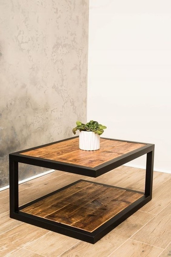 Mesa De Centro Vintage 100% Madera Solida By Green Life