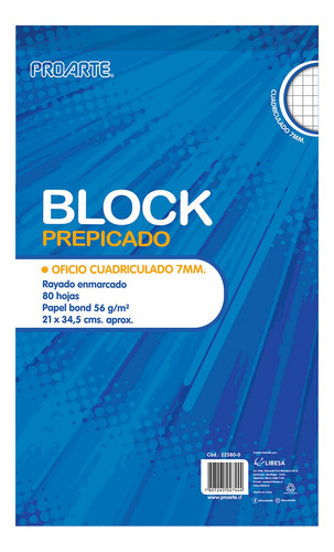 Block Prepicado Oficio 80hjs Matemáticas 7mm +orificios Acco
