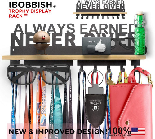 Imagen 2 de 6 de Ibobbish - Soporte Para Medallas Para Trofeos Con Estante De