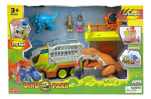 Parque De Dinosaurios Playset Bilingüe Con Luz Y Sonido 8pzs Color Verde