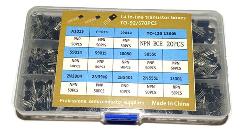 Caja De Kit De Surtido De Transistores De 670 Piezas Con 1