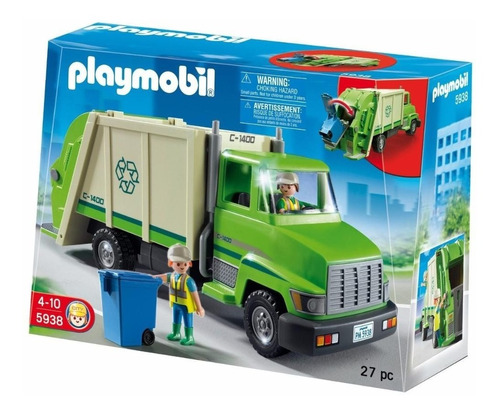 Playmobil Verde Camión De Basura Reciclado City Life 5938