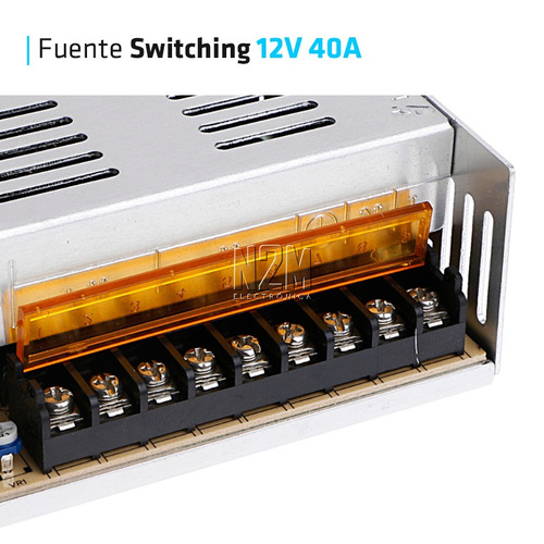 Imagen 2 de 9 de Fuente 12v 40a Metalica Regulada Switching Tira Led Cctv Premium