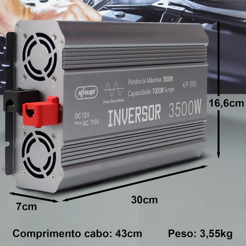 Inversor Conversor De Tensão Visor Led 3500w 12v/220v Knup