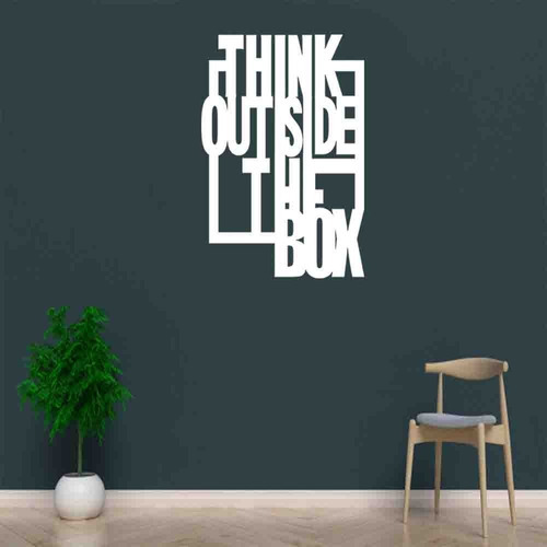 Quadro Decorativo Think Outside The Box Mdf/3mm Vazado Cor Branco