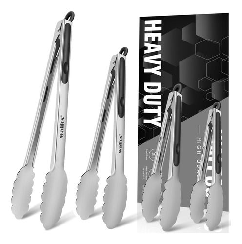 Pinza Para Cocina De Acero Inoxidable Mango De Silicona 4 Pz